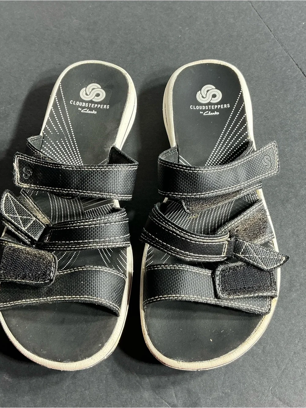 Cloudsteppers by Clarks Kids Black Triple-Strap Velcro Sandals